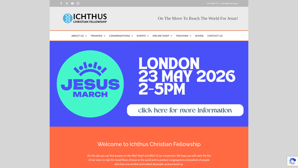 Screenshot of the Ichthus Christian Fellowship website