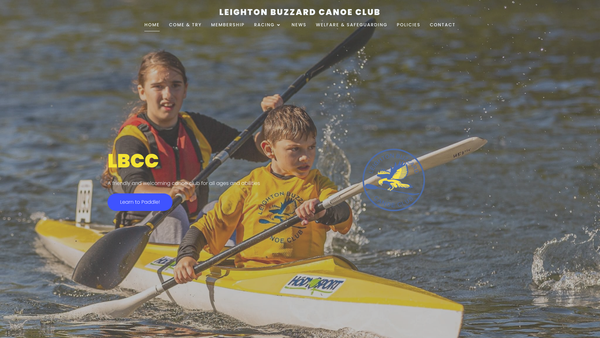 Screenshot of the Leighton Buzzard Canoe Club website