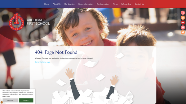 Screenshot of the Archibald First School PTFA website