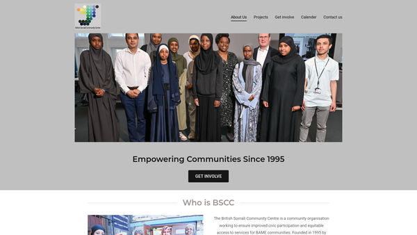 Screenshot of the British Somali Community Centre website