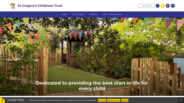 Screenshot of the St Gregory's Child Care Trust website