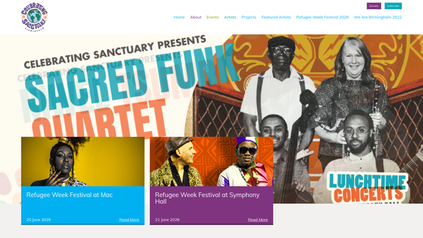 Screenshot of the Celebrating Sanctuary website