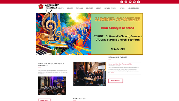 Screenshot of the Lancaster Singers website