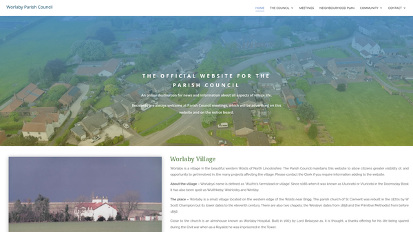 Screenshot of the Worlaby Recreation Committee website