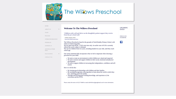 Screenshot of the The Willows Pre-School, North Bradley website