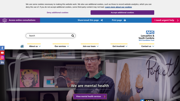 Screenshot of the Lancashire and South Cumbria NHS Foundation Trust website