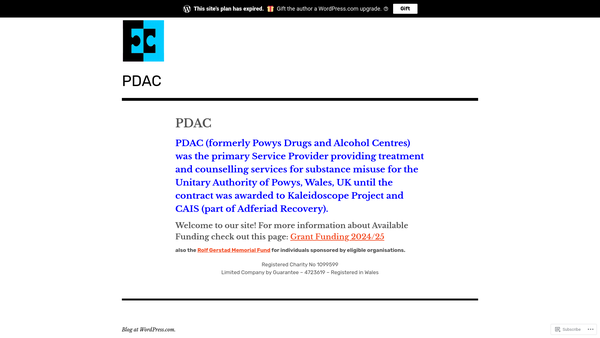 Screenshot of the Powys Drugs And Alcohol Centres website
