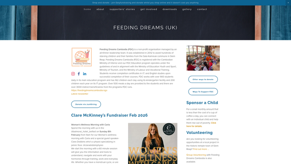 Screenshot of the Feeding Dreams (UK) website