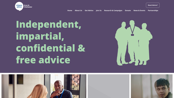 Screenshot of the Arun And Chichester Citizens Advice Bureau website