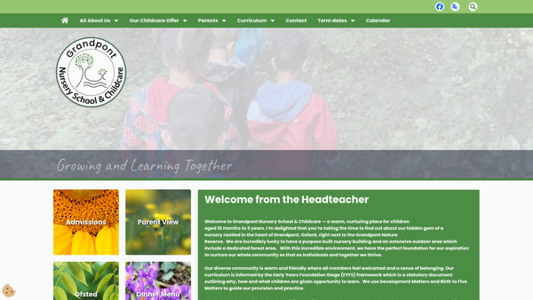 Screenshot of the Grandpont Nursery School Association website