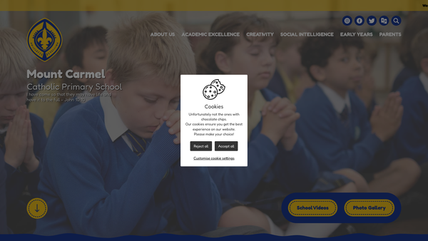 Screenshot of the Mount Carmel School Community Association website
