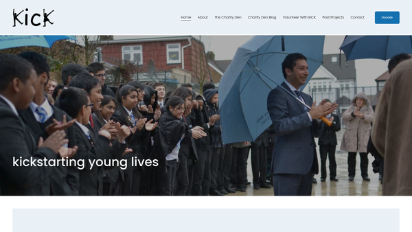 Screenshot of the Kick (Kickstart Initiatives For Community Kids) website