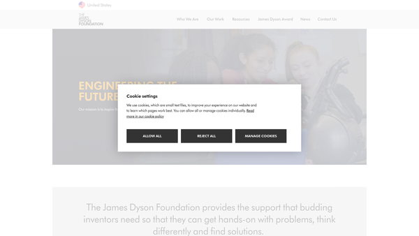 Screenshot of the The James Dyson Foundation website