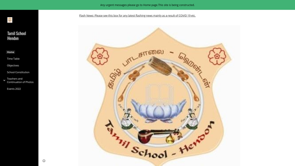 Screenshot of the Tamil School Hendon website