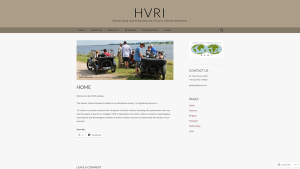 Screenshot of the Historic Vehicle Research Institute Trust Fund Committee website