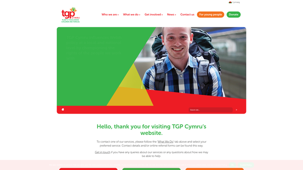 Screenshot of the Tros Gynnal Plant website
