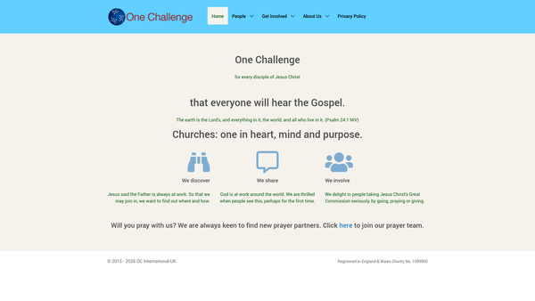 Screenshot of the Oc International UK website