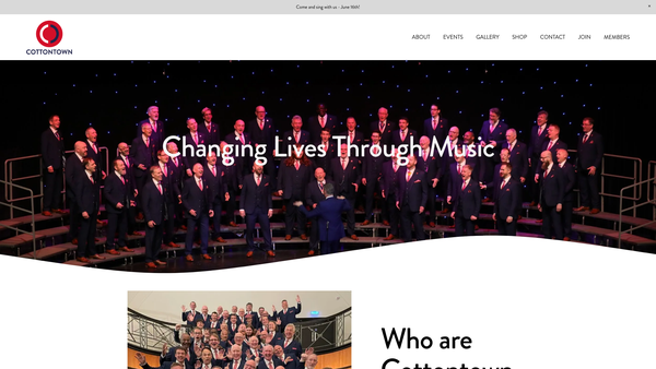 Screenshot of the Bolton Barbershop Harmony Club website