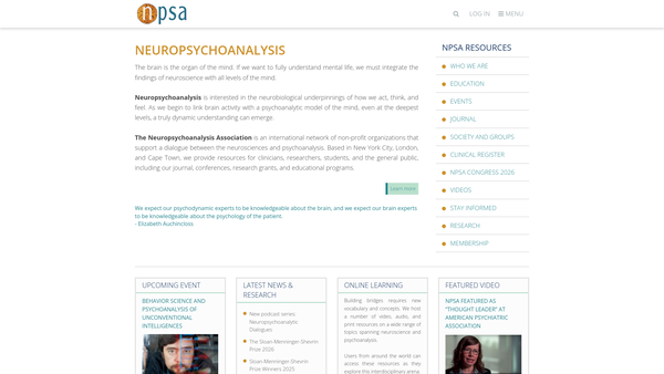Screenshot of the The Neuro-Psychoanalysis Fund website