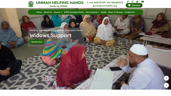Screenshot of the Ummah Helping Hands website