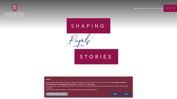 Screenshot of the Sevenoaks Preparatory School Limited website