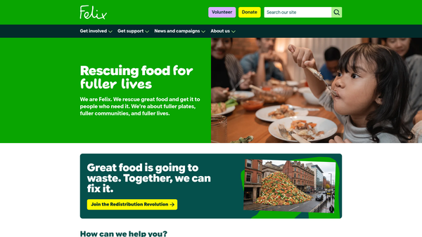 Screenshot of the Felix Charity website