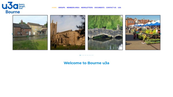 Screenshot of the Bourne U3A website