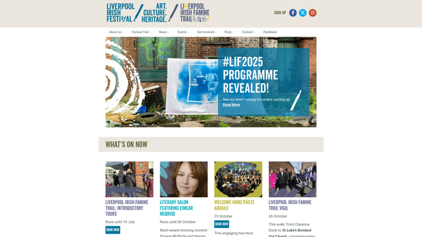 Screenshot of the Liverpool Irish Festival website