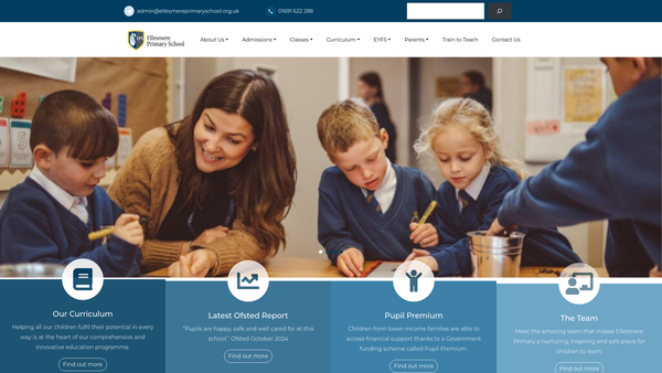 Screenshot of the Ellesmere Primary School PTA website