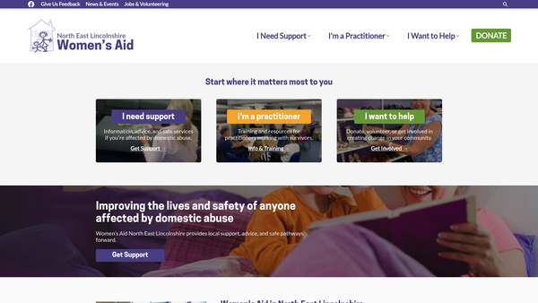 Screenshot of the North East Lincolnshire Women's Aid website