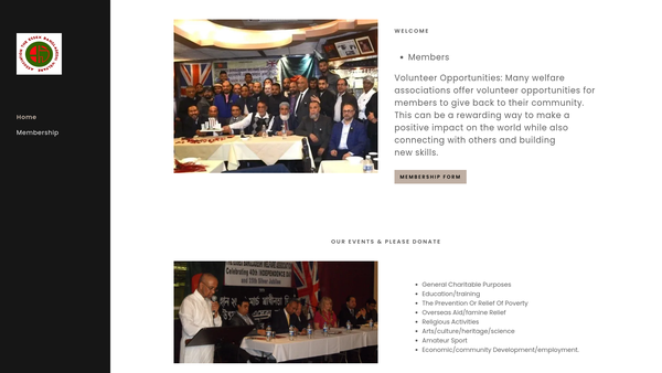 Screenshot of the The Essex Bangladeshi Welfare Association website