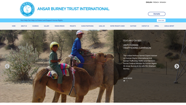 Screenshot of the The Ansar Burney Welfare Trust International (UK) website