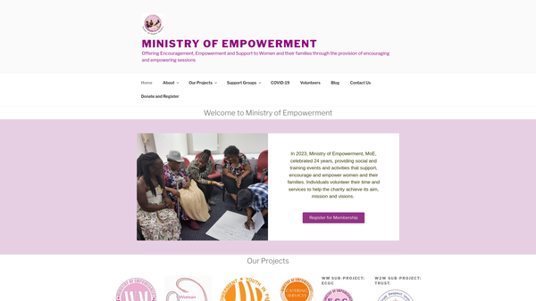 Screenshot of the Ministry Of Empowerment website