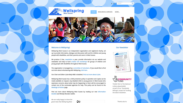 Screenshot of the Wellspring West Sussex website