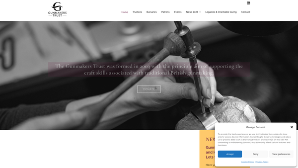 Screenshot of the Gunmakers Trust website