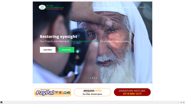 Screenshot of the Al-Ain International Welfare Trust website