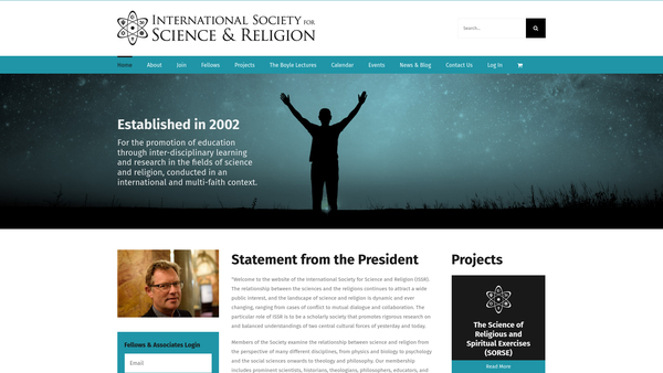 Screenshot of the International Society For Science And Religion website