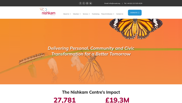 Screenshot of the Nishkam Civic Association website