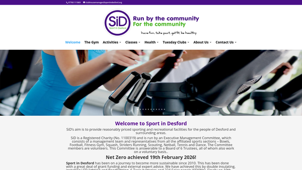 Screenshot of the Sport In Desford website