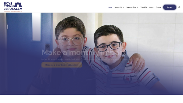 Screenshot of the British Friends Of Boys Town Jerusalem website