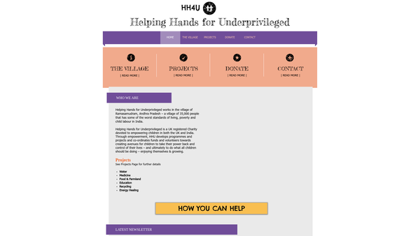 Screenshot of the Helping Hands For Under Privileged website
