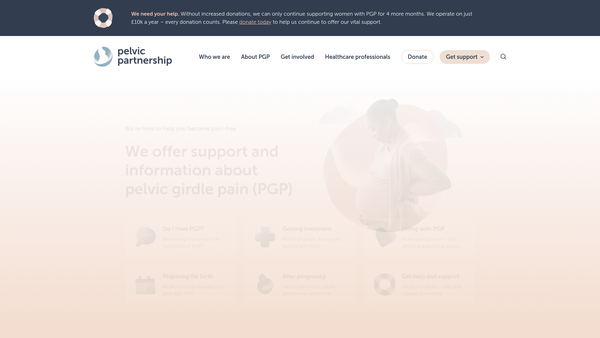 Screenshot of the The Pelvic Partnership website