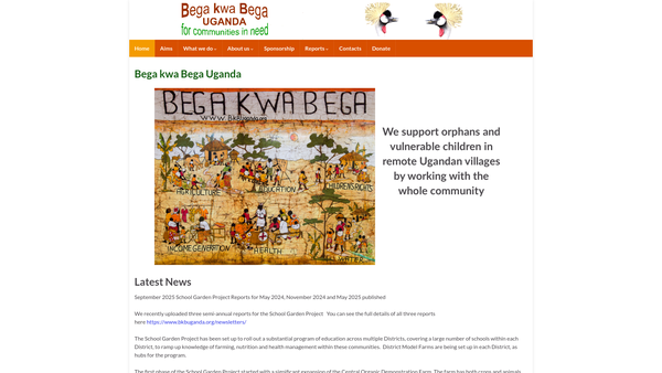 Screenshot of the Bega Kwa Bega Uganda website