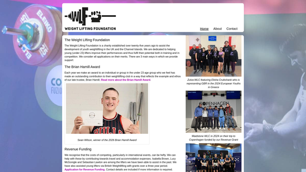 Screenshot of the The Weight Lifting Foundation website