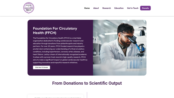 Screenshot of the The Foundation For Circulatory Health website