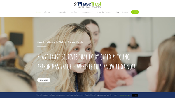 Screenshot of the Phase Trust website
