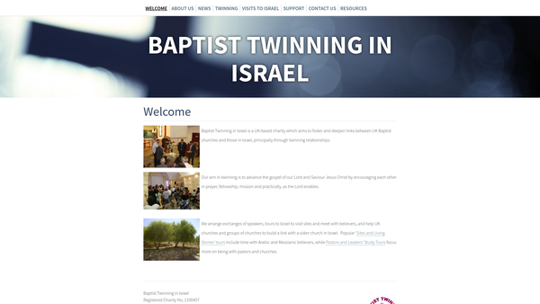 Screenshot of the Baptist Twinning In Israel website