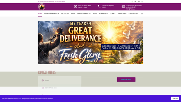 Screenshot of the Mountain Of Fire And Miracles Ministries International website