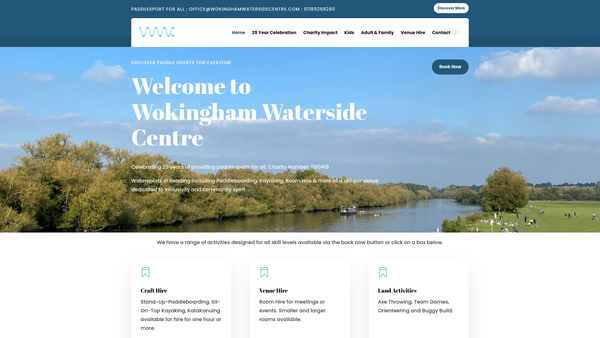 Screenshot of the Wokingham Waterside Centre Limited website