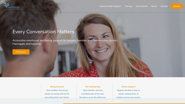 Screenshot of the Wellspring Therapy & Training website